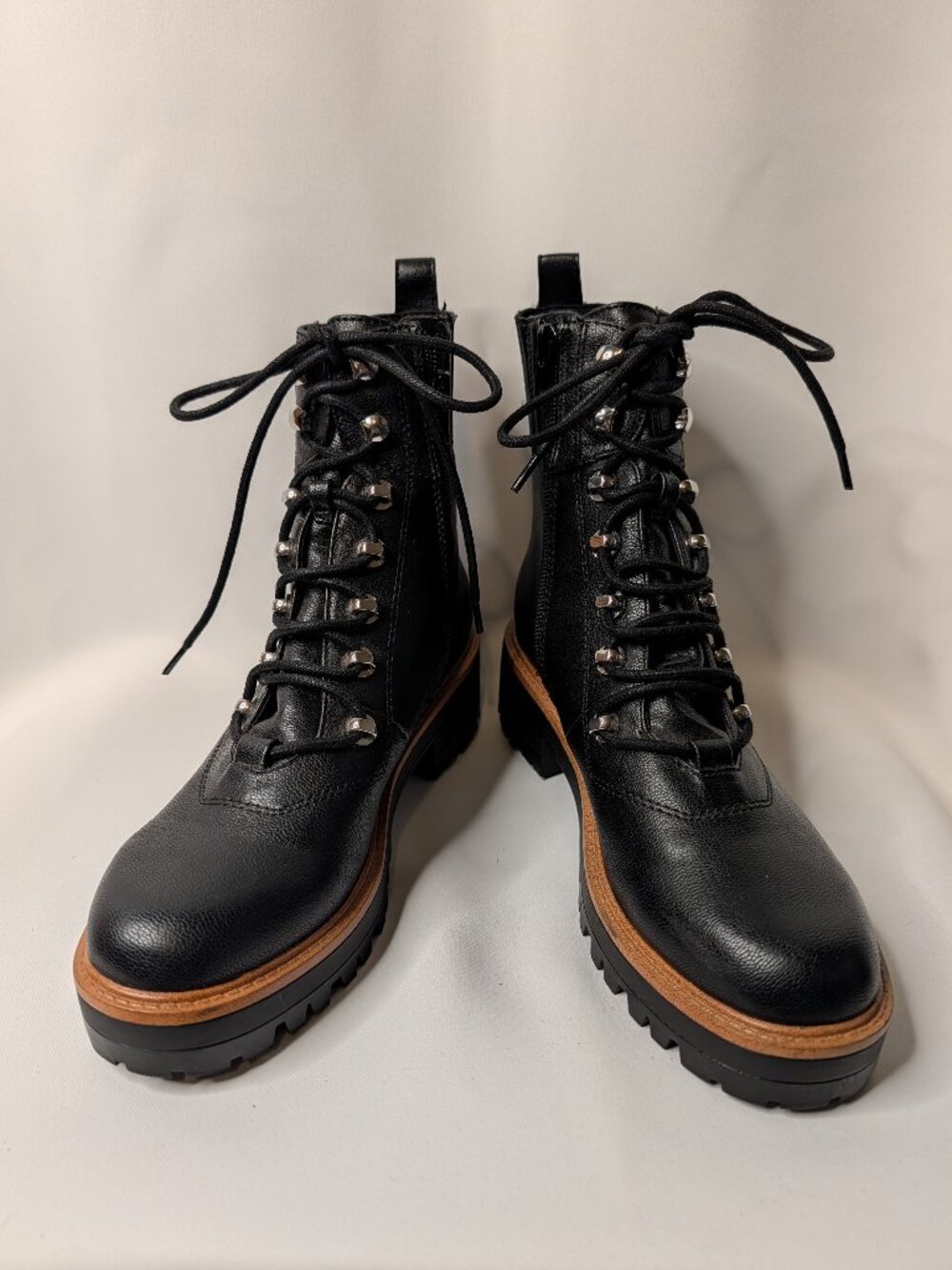 Nine West Ivona Black Lace-Up Combat Boots - Size 6.5 M